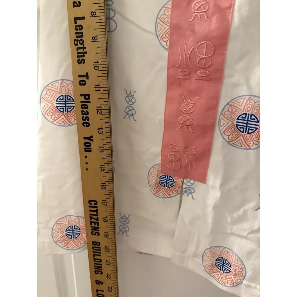 Asian Shirt Small Size White Blue And Pink